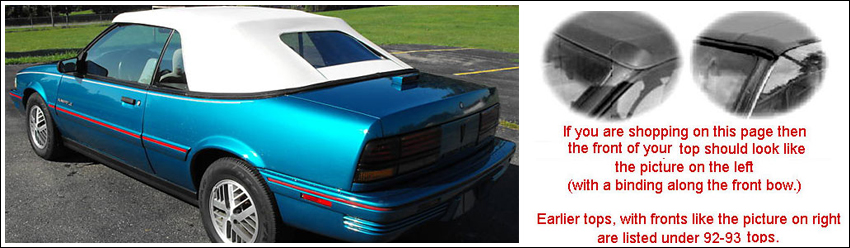 1993-94 Pontiac Sunbird Convertible Top and Convertible Top Parts