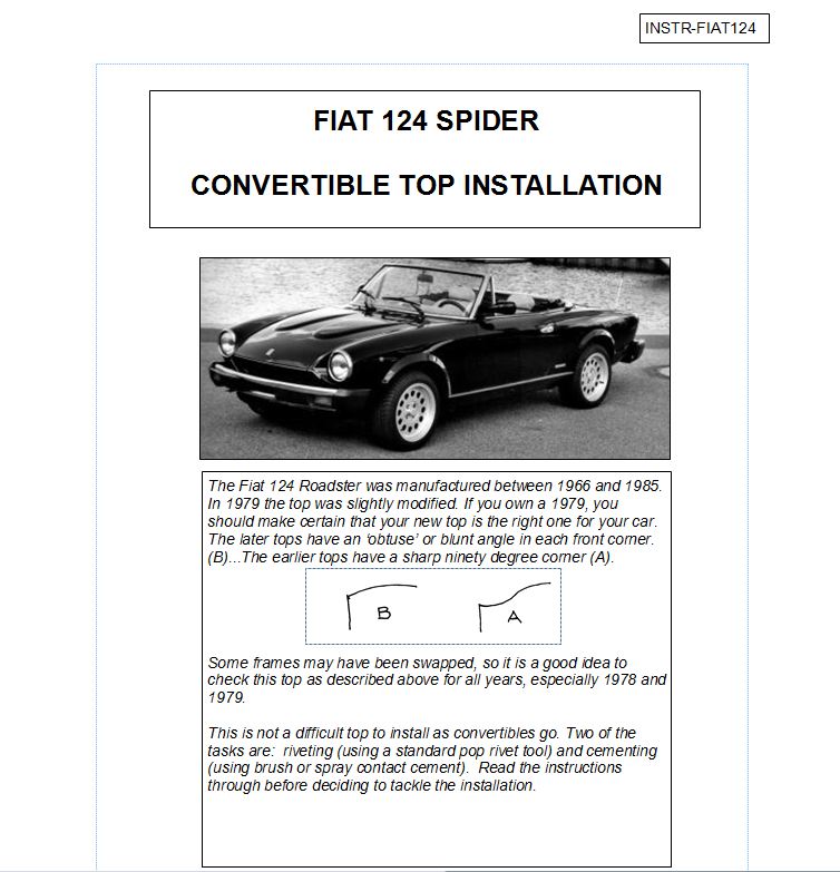 Fiat Spider Parts Catalog